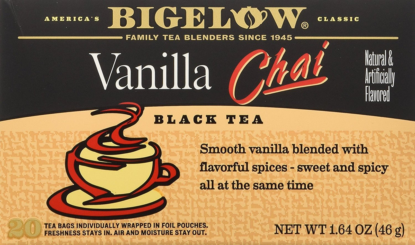 Bigelow Tea Black Tea 6 Flavor Variety Pack, Caffeinated Tea with Mint, Lemon, Constant Comment, English Teatime, Earl Grey, and Vanilla Chai, 20 Count Box (Pack of 6), 120 Total Tea Bags