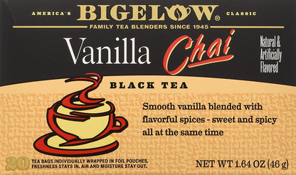 Bigelow Tea Black Tea 6 Flavor Variety Pack, Caffeinated Tea with Mint, Lemon, Constant Comment, English Teatime, Earl Grey, and Vanilla Chai, 20 Count Box (Pack of 6), 120 Total Tea Bags