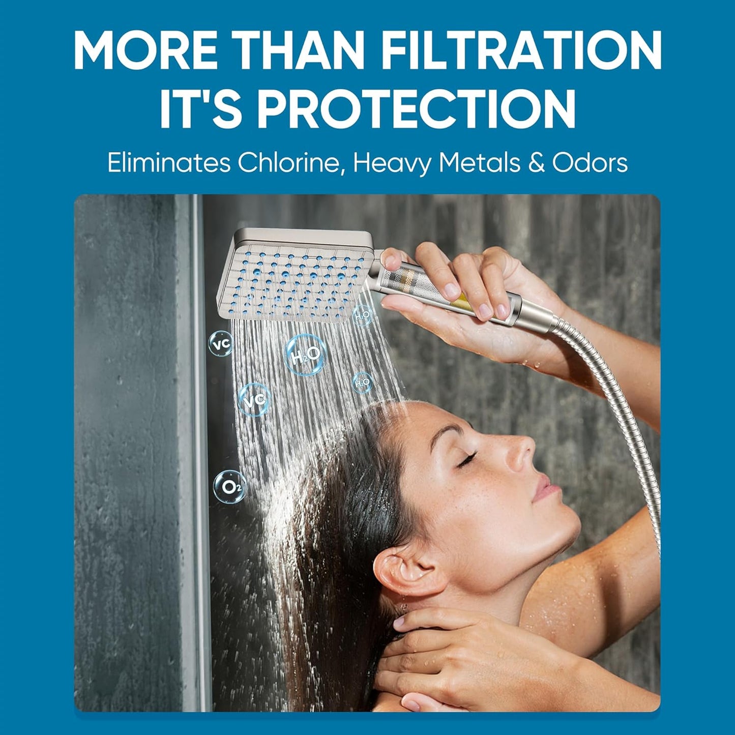 Cobbe Filtered Shower Head with Handheld, High Pressure 6 Spray Mode Showerhead with Filters, Water Softener Filters Beads for Hard Water - Remove Chlorine - Reduces Dry Itchy Skin, Chrome