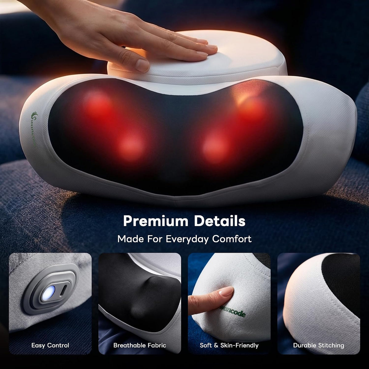 Upgraded 3-in-1 Neck Massager Pillow with Heat, Portable Cordless Neck Massager for Pain Relief Deep Tissue, Rechargeable Pillow Massager for Neck & Shoulder Relaxation (Gray)