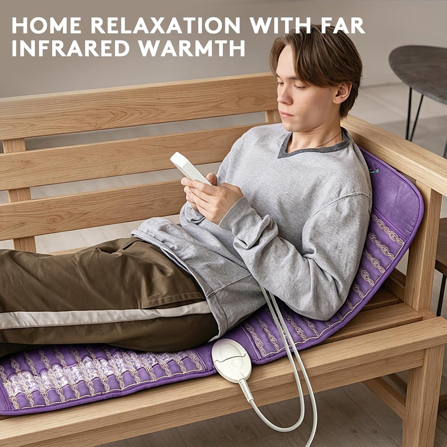 UTK Far Infrared Heating Pads for Back, 5X Pain Relief Amethyst Heating Pad for Sciatica, Waist, Abdomen, Thigh, Hip, Hotter to 159℉, FSA-HSA Eligible, 4H Auto-Off, Gift for Women Men, 24'' x 16''