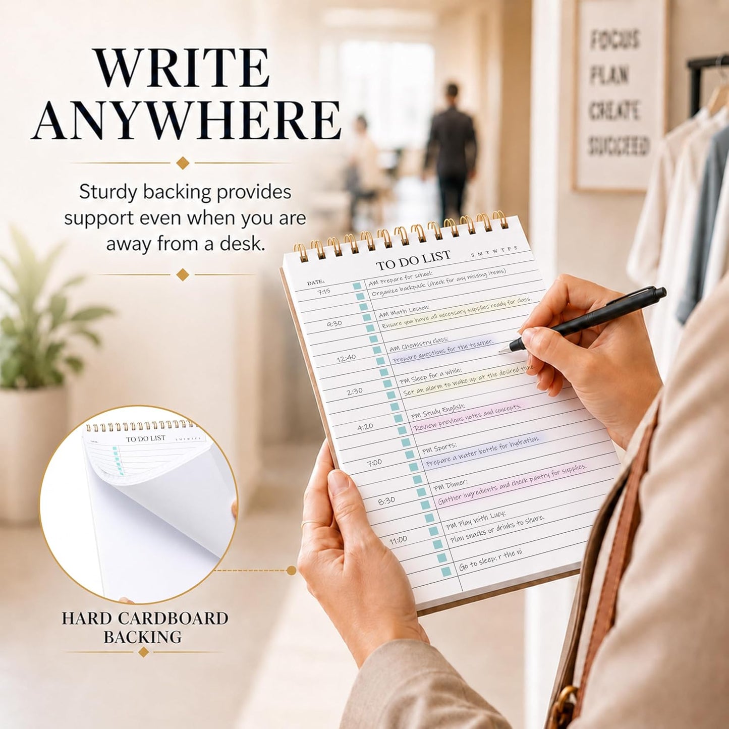 To Do List Notepad 3 Pack, Undated Daily Planner Notepad With To Do List Notebook Checklist Planner Spiral Waterproof Notepad for Office Supplies, School Planner, 52 Sheets/Pack, 5.5"*8.3" A5 Size
