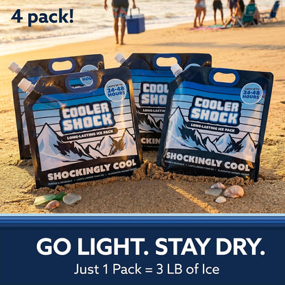 Cooler Shock Reusable Ice Packs for Cooler - Long Lasting Cold Freezer Packs for Coolers and Lunch Boxes - Cooler Ice Packs for Camping Gear, Fishing, Road Trips, Beach Must Haves