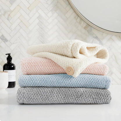 ROLSHOL Extra Large 4 Pack Microfiber Hair Towel Wrap for Women Super Absorbent & Quick Dry Hair Drying Towels with Button, Hair Turbans for Curly Hair Long & Short Hair - Anti-Frizz