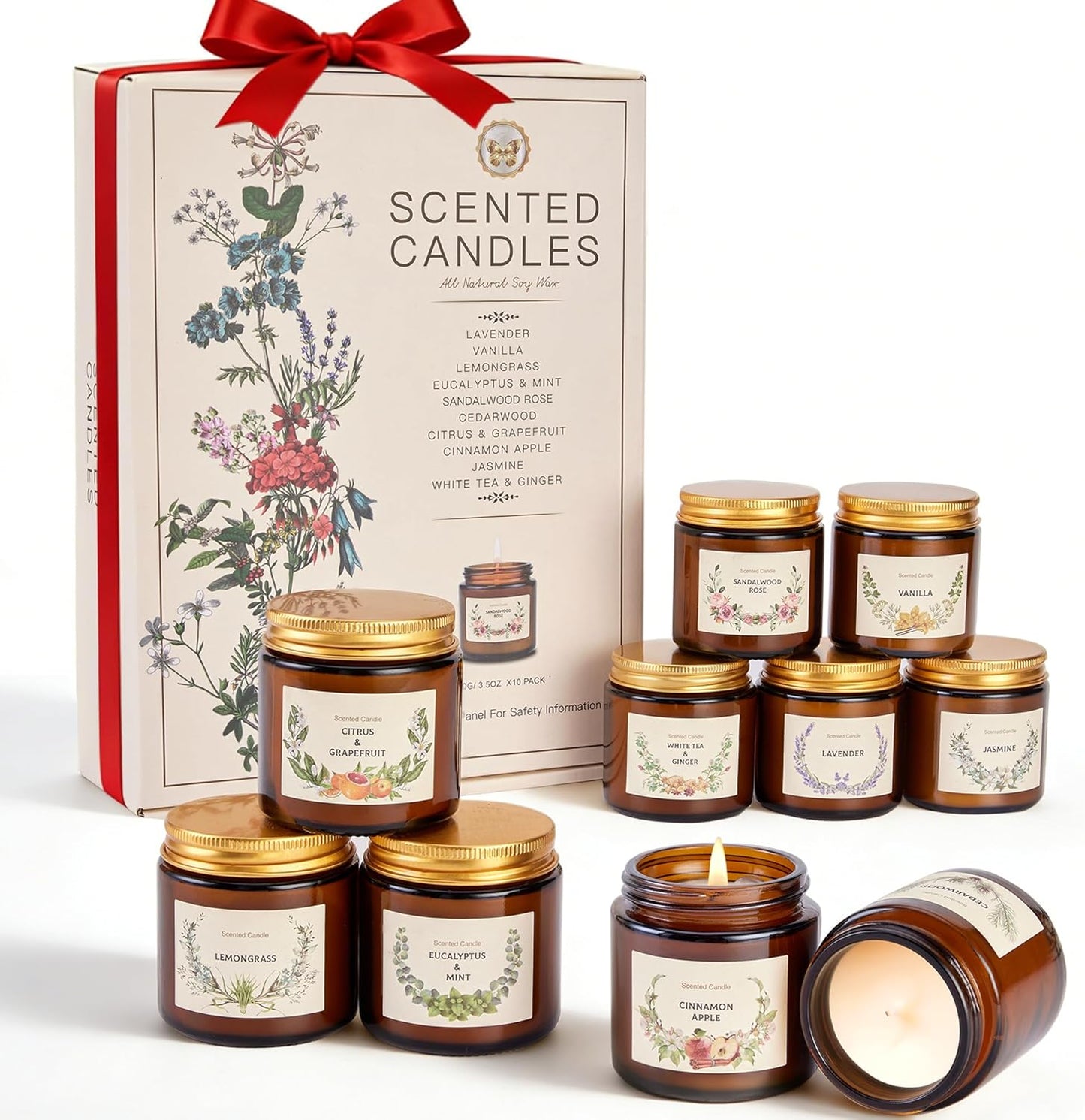 Scented Candles Gift Set, 8 Pack Soy Wax Candles for Women, Fresh Floral Summer Aromatherapy Scents for Home, Birthday, Thank You, Housewarming Gifts