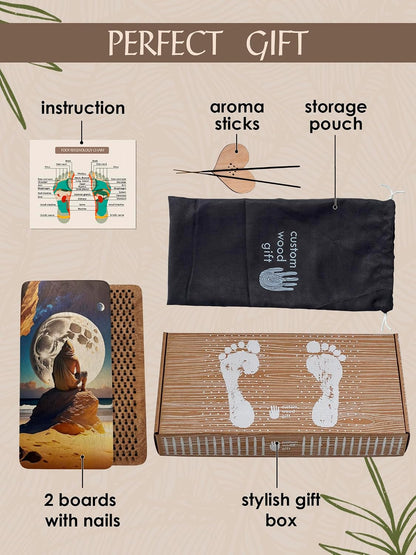 Sadhu board, Wooden Yoga Board for Acupressure and Meditation with Nails for Deep Tissue Massage, Acupuncture Massage, Nails Distance 0.39 In (10 mm)