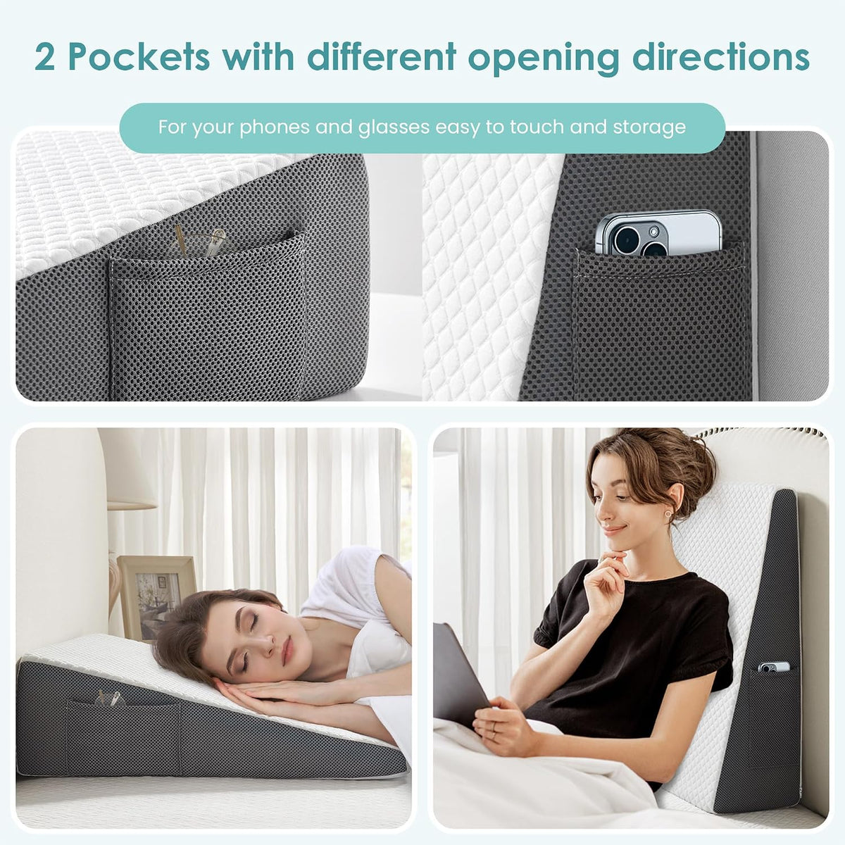 Cozymaker 7.5-inch Bed Wedge Pillow for Sleeping Back Support Pain Relief