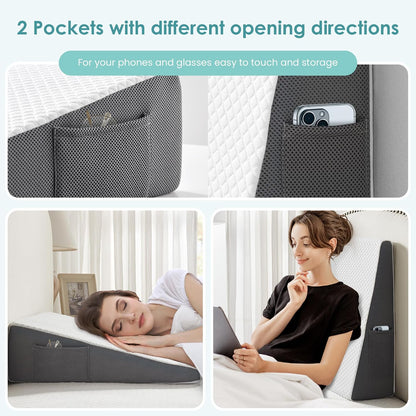 Cozymaker 7.5-inch Bed Wedge Pillow for Sleeping Back Support Pain Relief