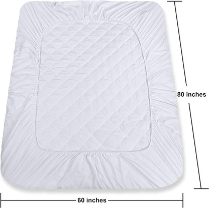 Quilted Fitted Mattress Pad, Queen Mattress Protector Topper with Deep Pocket Stretches up to 16 Inches, Machine Washable Mattress Cover by Utopia Bedding (White)