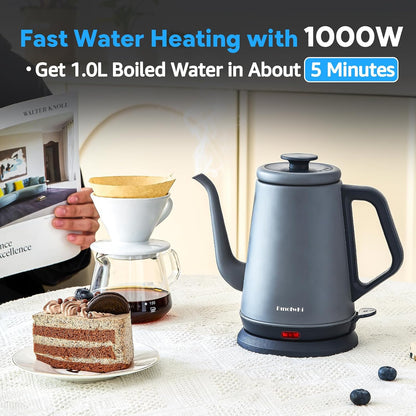 DmofwHi Gooseneck Electric Kettle(1.0L), 100% Stainless Steel BPA Free Classic Pour Over Coffee Kettle | Tea Kettle - Green