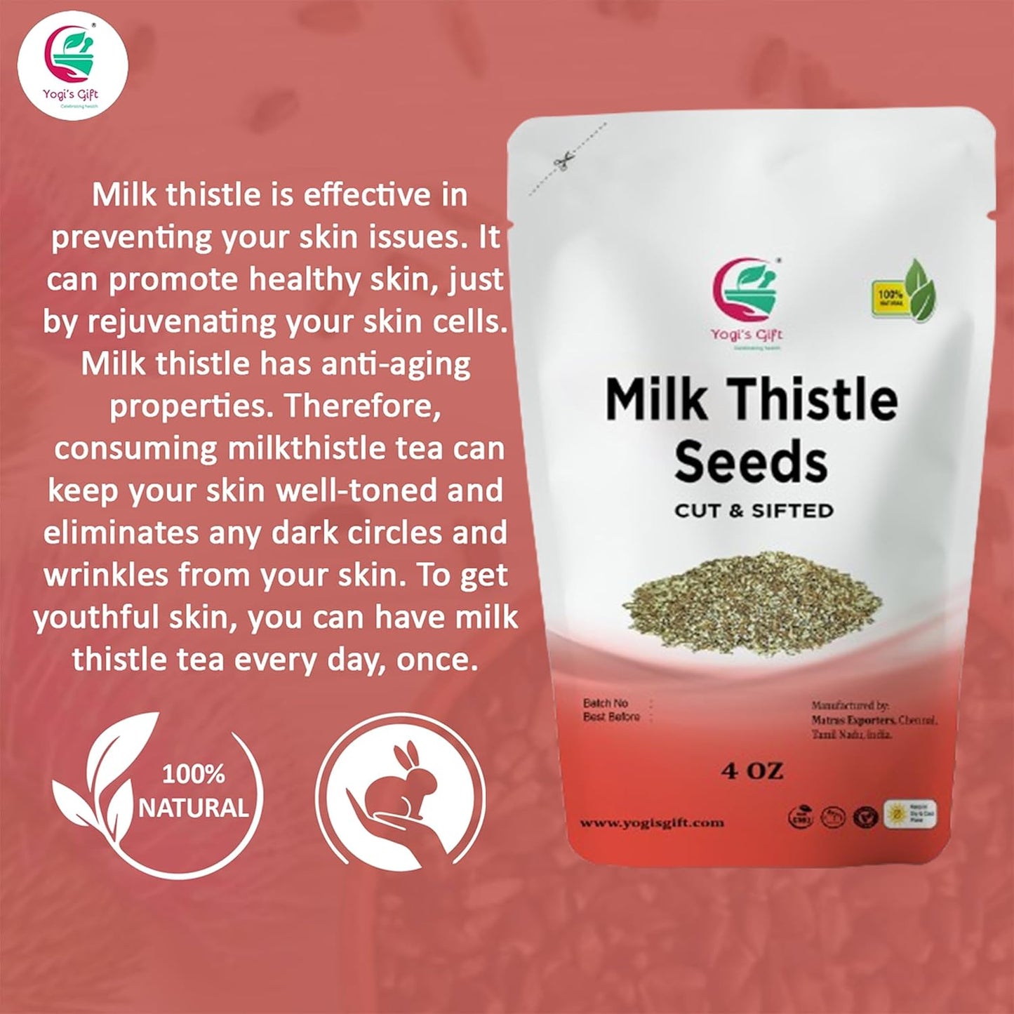 Milk Thistle Seeds 1 LB (Whole) | Whole Milk Thistle For Tea | By Yogi's Gift®