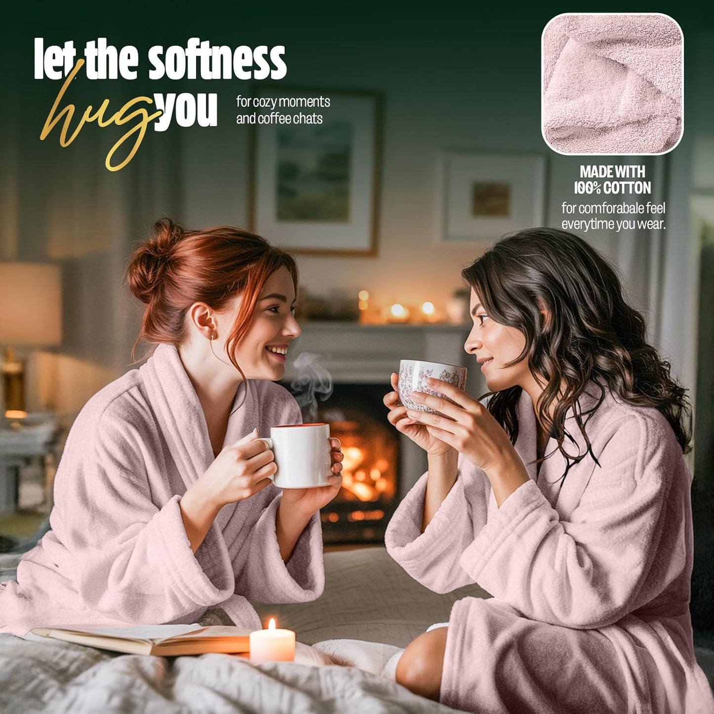 Pearl Linens Cotton Terry Shawl Collar Bathrobe - Soft, Lightweight & Absorbent Unisex Spa Robe for Women & Men - 1 Piece