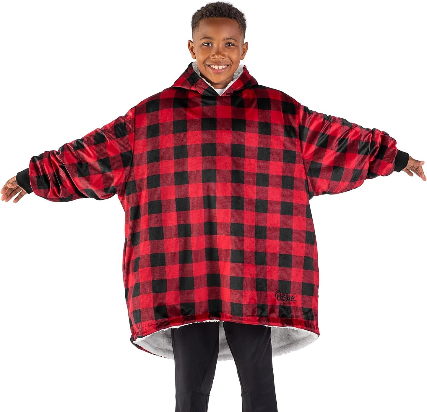 Bare Home Wearable Blanket Hoodie - Soft Plush Sherpa - Warm and Cozy - Oversized Wearable Blanket