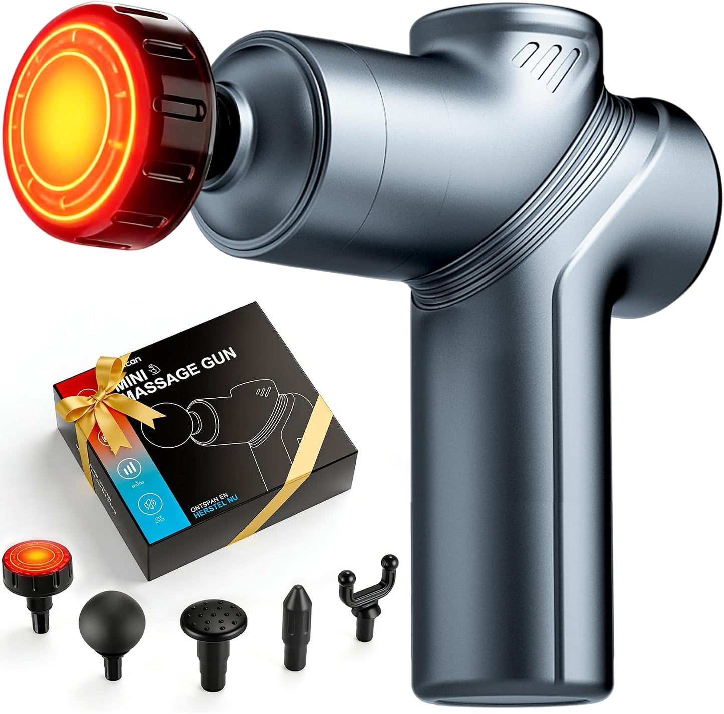 LEERCON Massage Gun Deep Tissue, Silent Motor and Portable Massage Gun with 4 Interchangeable Heads for Deep Muscle Relief and Relaxation, Relax Gift