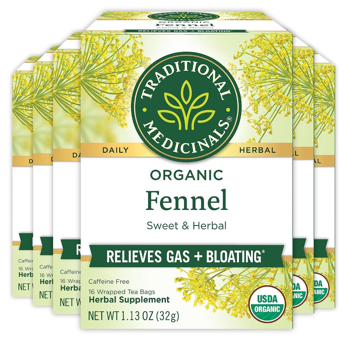 Traditional Medicinals Tea, Organic Peppermint, Soothes Your Belly, Refreshing & Minty, 96 Tea Bags (6 Pack)
