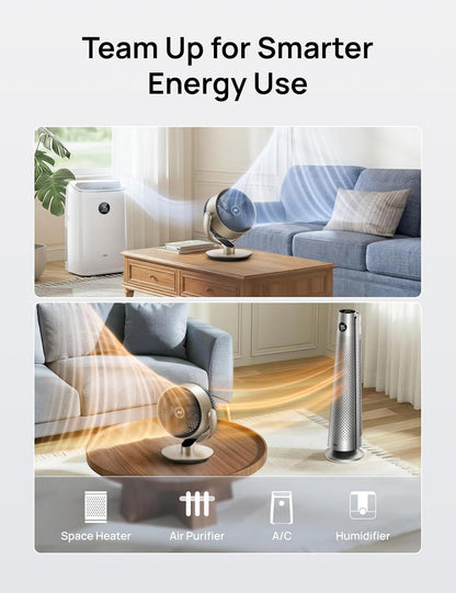 DREO 16 Inch 20dB Quiet Smart Fans for Bedroom, DC Room Fan with Remote, 120°+120° Oscillating Fan, 6 Modes, 9 Speeds, 12H Timer,Works Alexa/Google/WiFi/Voice Control, Silver, Oversize (DR-HAF004S)