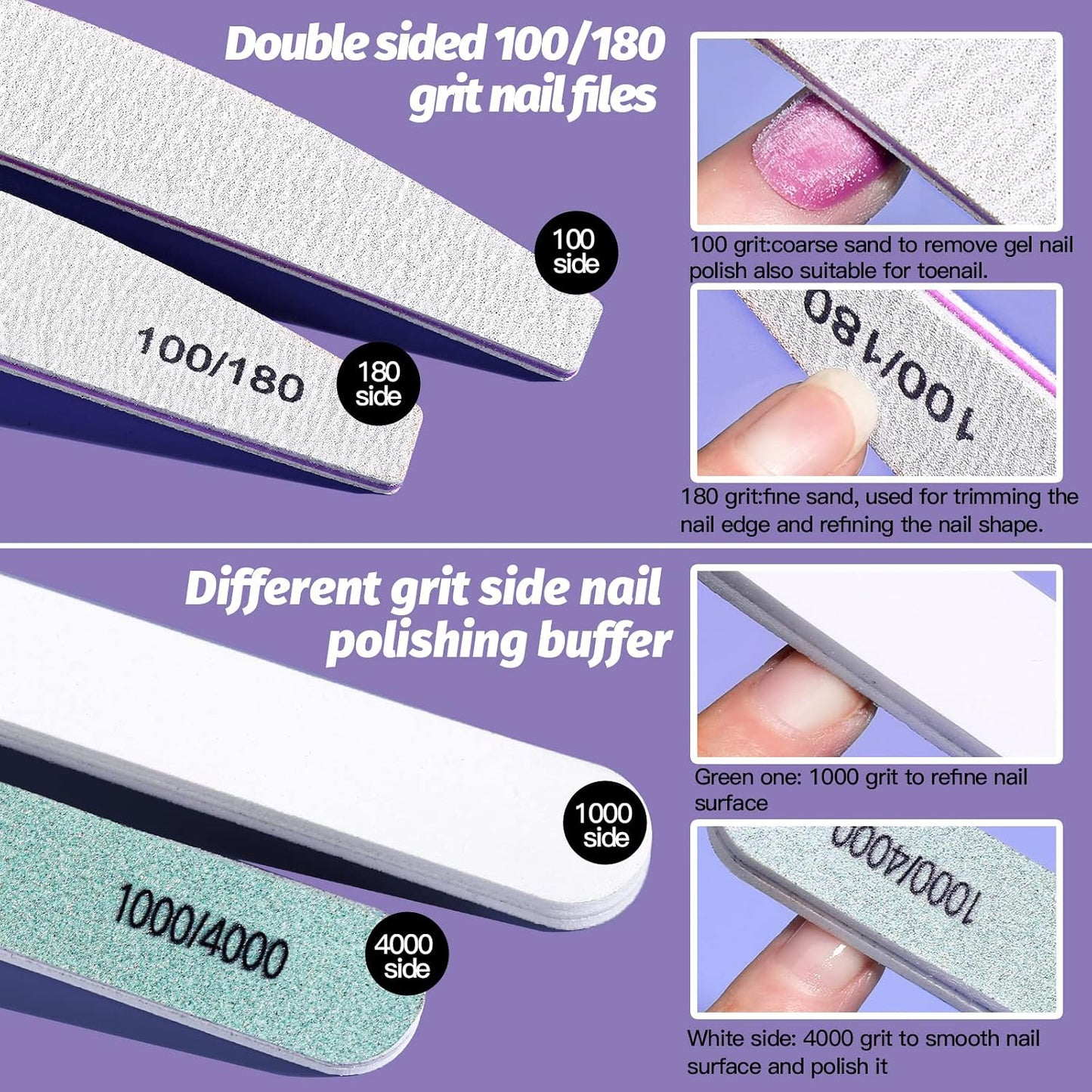 FANDAMEI Nail Files and Buffers, Manicure Tools Nail Care Kit with Nail File, Nail Buffer Block, Cuticle Care for Women with Nippers, Pusher Peeler. Cuticle Oil and Nail Prep Kit.