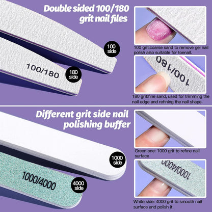 FANDAMEI Nail Files and Buffers, Manicure Tools Nail Care Kit with Nail File, Nail Buffer Block, Cuticle Care for Women with Nippers, Pusher Peeler. Cuticle Oil and Nail Prep Kit.