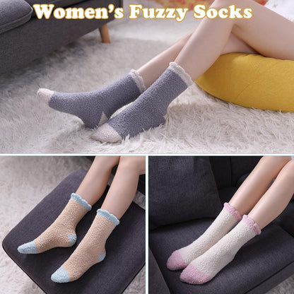 SDBING Fuzzy Socks for Women Soft Fluffy Home Sleeping Socks Cozy Warm Slipper Socks 6 or 5 Pairs