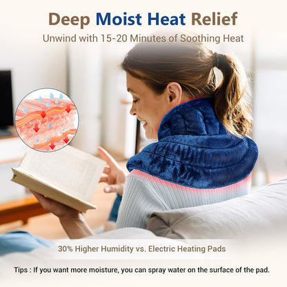Comfytemp Neck Shoulder Heating Pad Microwavable for Pain Relief, FSA Eligible HSA, Weighted Heated Neck Wrap Warmer, Microwave Moist Heating Pad Warm Compress Women Gift, Fathers Day Dad Gift for Men