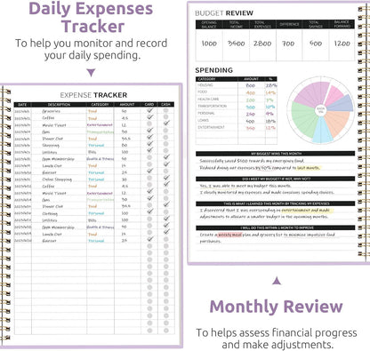 Budget Planner - Monthly Budget Book with Expense Tracker Notebook, Undated Bill Organizer & Finance Planner to Take Control of Your Money, Account Book to Manage Your Finances-Pink
