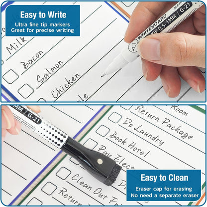 HOMiDEK Dry Erase Whiteboard for Fridge - Magnetic White Board for Refrigerator - 2 Sheets of Weekly Calenders, Monthly Habit Tracker, Memo Pad, to Do List and 4 Markers - 4" x 10"