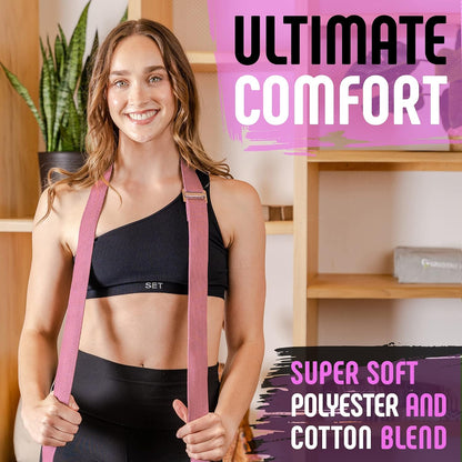 Gradient Fitness Yoga Strap, Friction-Less Easy-Feed Buckle, Super Soft Cotton/Polyester Blend Webbing, Free eGuide. (8 Feet)