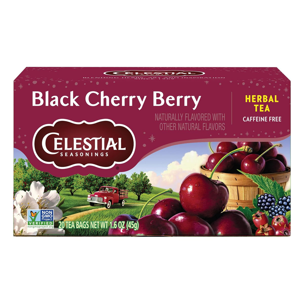 Celestial Seasonings Herbal Tea Bags, Black Cherry Berry, Flavored Tea Bags, 20 Count (Pack of 6)