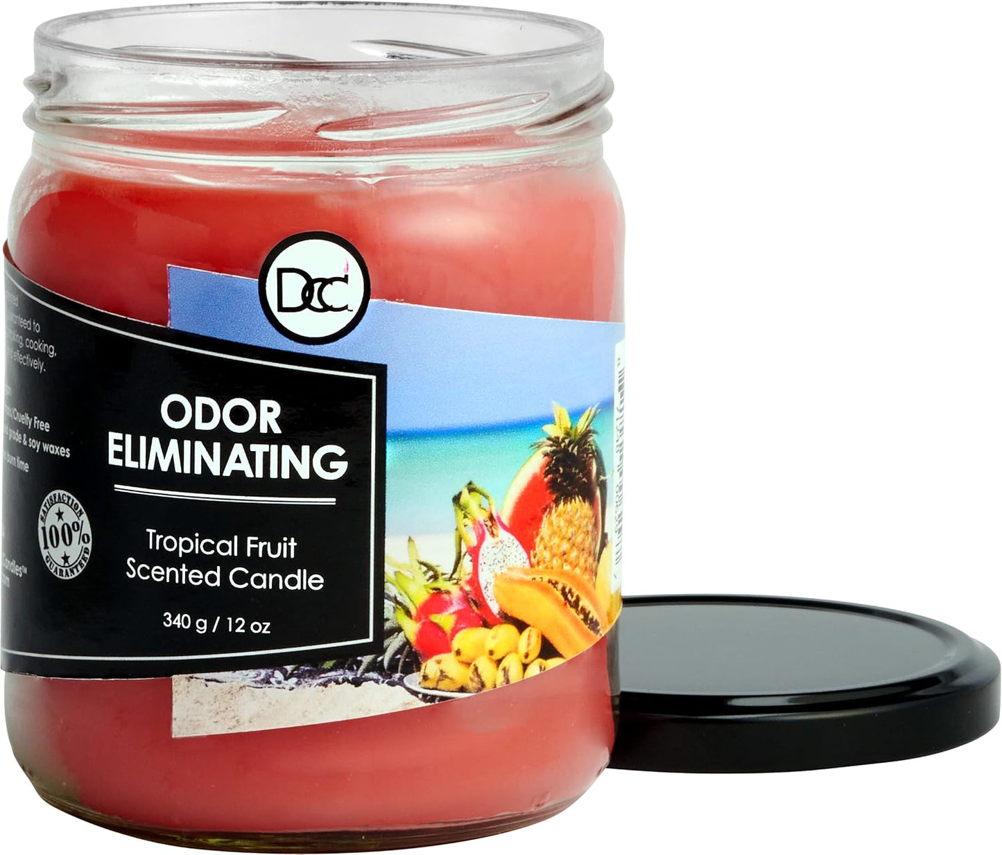 Vanilla Bean Odor Eliminating Highly Fragranced Candle - Eliminates 95% of Pet, Smoke, Food, and Other Smells Quickly - Up to 80 Hour Burn time - 12 Ounce Premium Soy Blend - Colors B