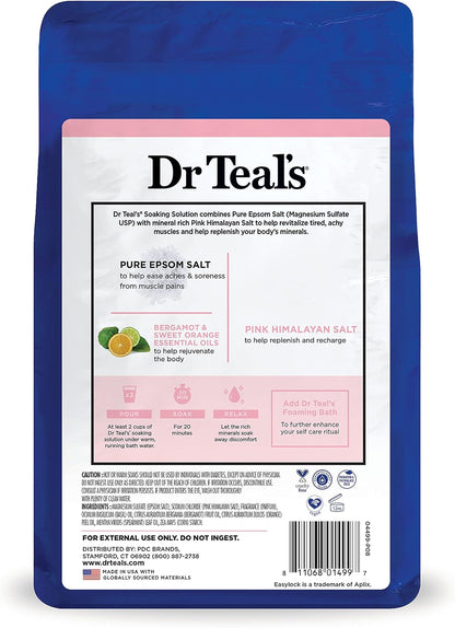 Dr Teal's Epsom Salt Magnesium Soak, Restore & Replenish with Pink Himalayan Salt, 3 lbs