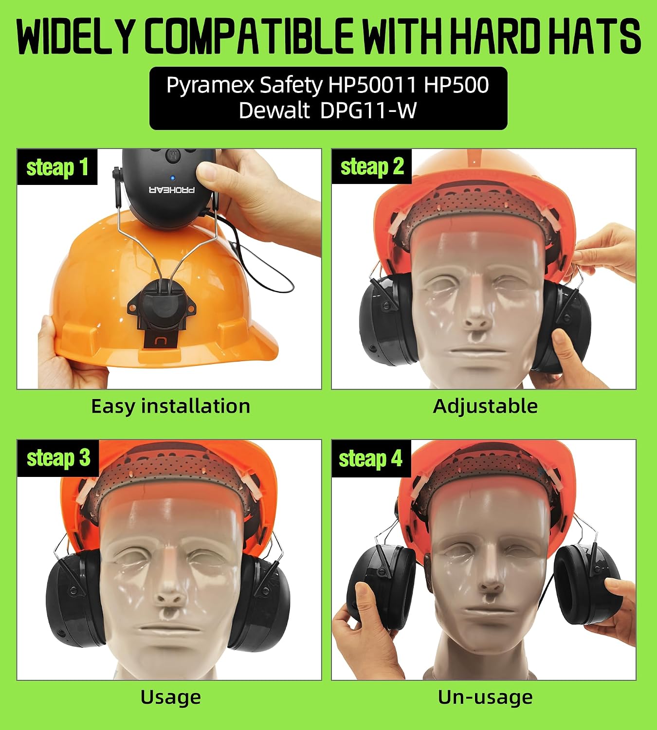 PROHEAR 037 Bluetooth 6.0 Hearing Protection Headphones with Rechargeable 1500mAh Battery, 30dB SNR Safety Noise Reduction Ear Muffs 120H Playtime for Mowing, Workshops, Snowblowing - Black