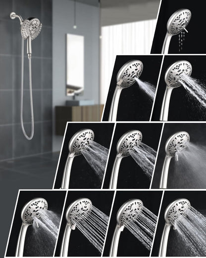 INAVAMZ Shower Head with Handheld High Pressure: Hand Held Shower Head & Rain Shower Head 2-IN-1 Shower Head with 59" Rotatable Stainless Steel Hose, Shower Trim Systems, Sliver 2.5 GPM 15391 Filter