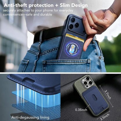 IKT for Magsafe Wallet, Work with Apple Find My Tracking, Strongest Magnetic Leather Card Holder Wallet for iPhone 17/16/15/14/13/12 Pro Max Air Plus, Wireless Charging, 3-Cards RFID Holder, Black
