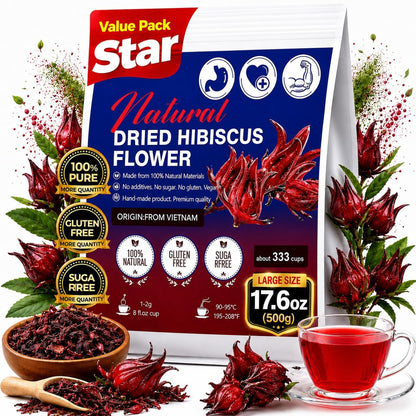 WOTIHA Premium 80 Hibiscus Flower Tea Bags (Flor de Jamaica) - 100% Natural, Tart & Refreshing, Hot or Ice Tea - Rich in Antioxidants, Sugar-Free Caffeine-Free Non-GMO Vegan Gluten-Free.