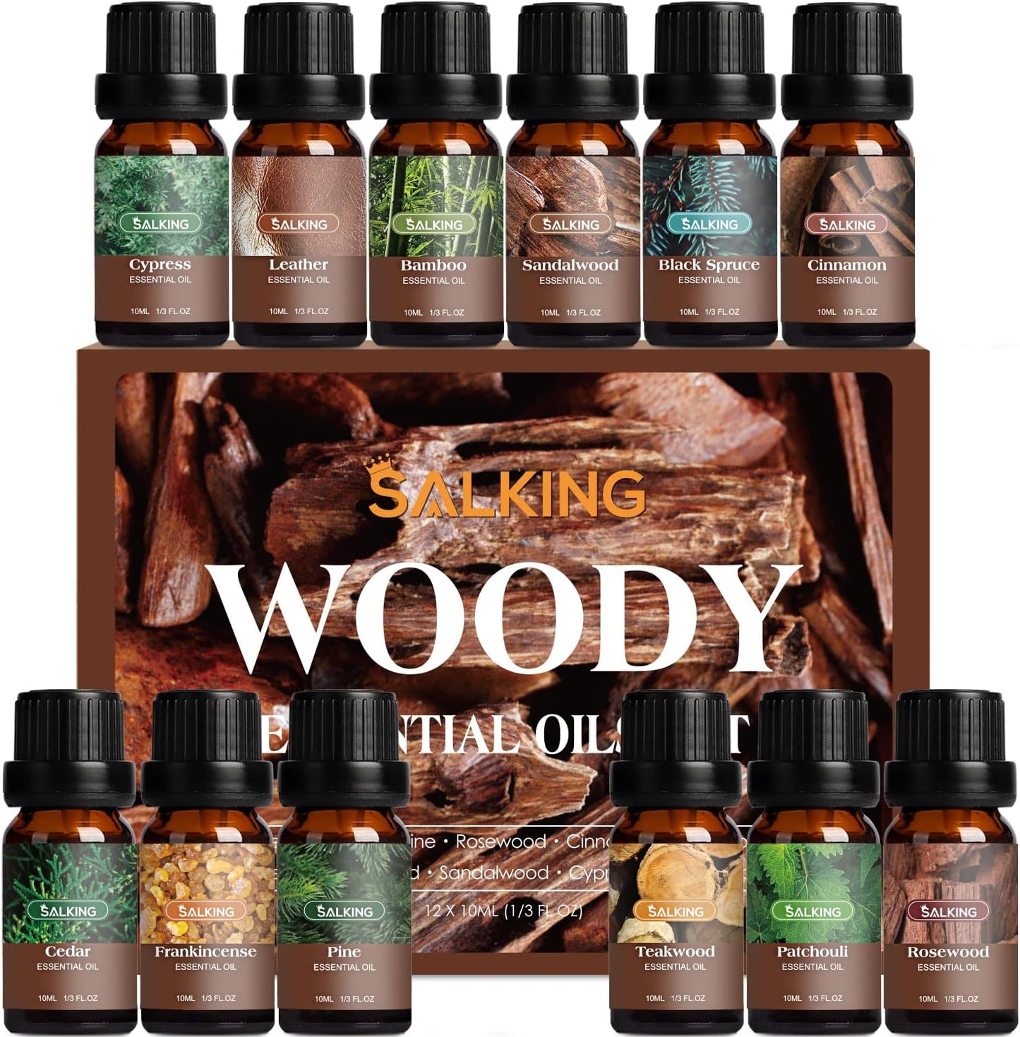 SALKING Floral Essential Oils Set, Premium Pure and Natural Essential Oils, Fragrance Oil Scented Oils for Oil Diffusers 6 x 10 ML - Lavender, Rose, Jasmine, Cherry Blossom, Gardenia, Chamomile