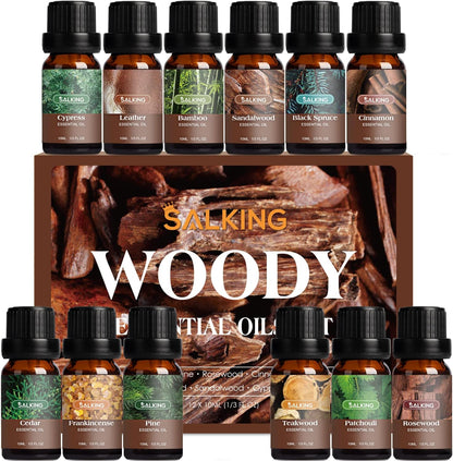 SALKING Floral Essential Oils Set, Premium Pure and Natural Essential Oils, Fragrance Oil Scented Oils for Oil Diffusers 6 x 10 ML - Lavender, Rose, Jasmine, Cherry Blossom, Gardenia, Chamomile