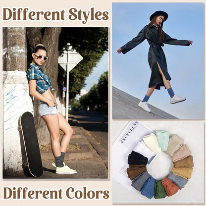 Justay 5 Pairs Slouchy Socks for Women - Slouch Long Crew Knit Boot Athletic Calf Tube Scrunch Socks