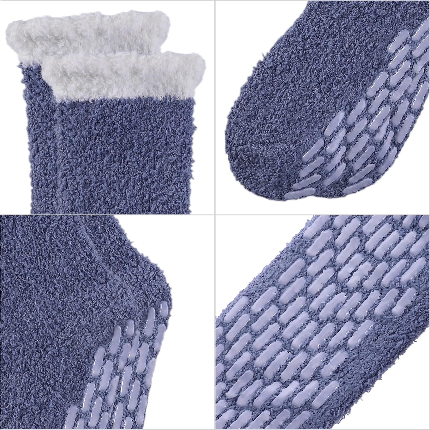 MQELONG Non Slip Hospital Socks with Grips for Women Winter Warm Cozy Fuzzy Slipper Soft Fluffy Sleep Socks