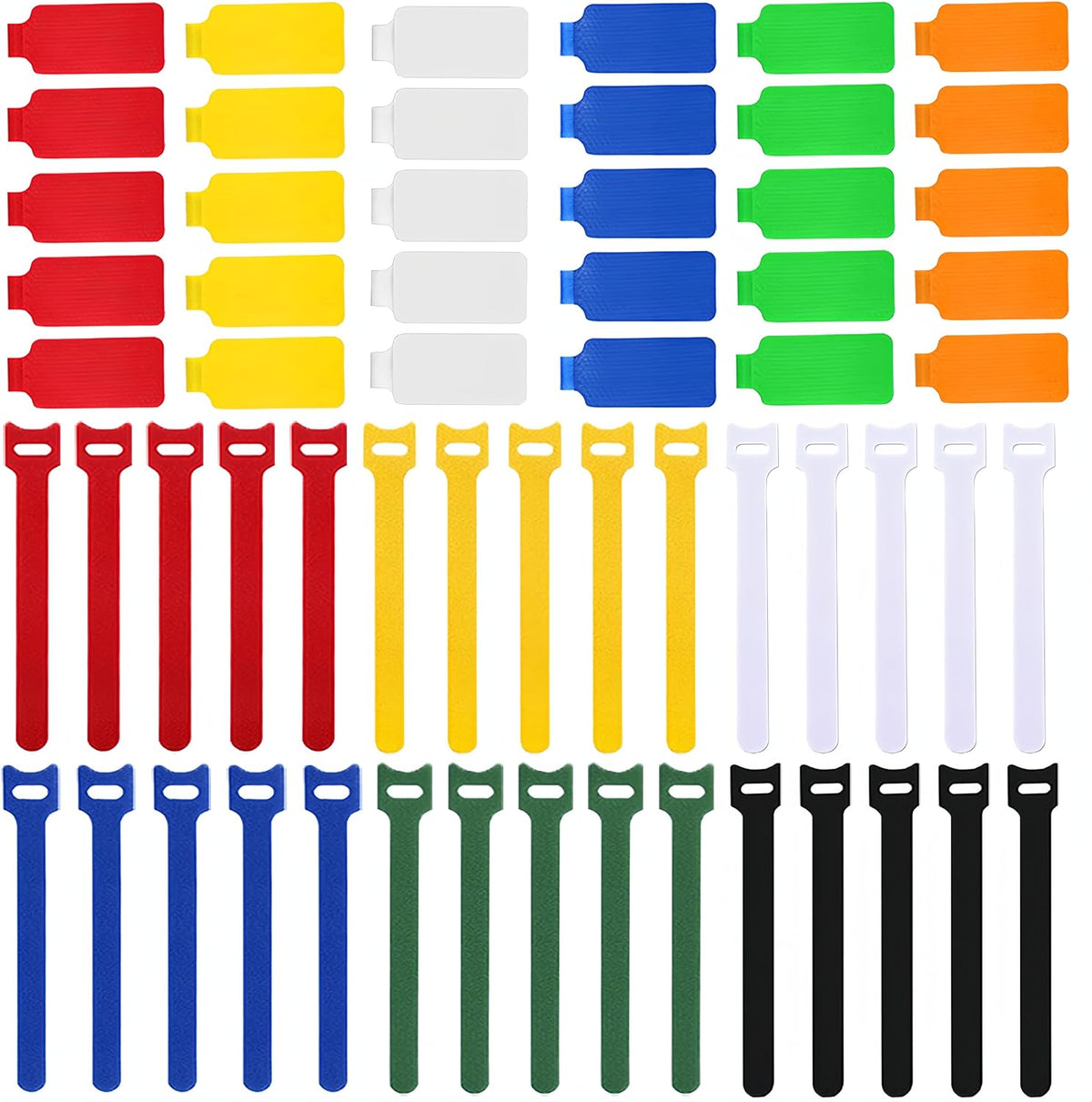 60 Pieces Cable Labels & Reusable Hook and Loop Fastening Ties Set - 30 Pieces Cord or Wire Labels & 30 Pieces Labels for Electronic Cords, Home & Office Cord Management