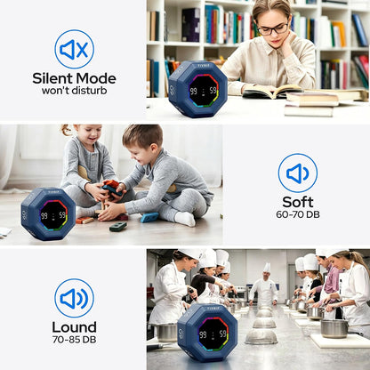 Visual Timer for Kids Kitchen Timer Pomodoro Magnetic Visual Countdown | Smart Gravity Sensing Timer with Large Display Loud Alarm for Study Cooking Classroom Homework Time Management