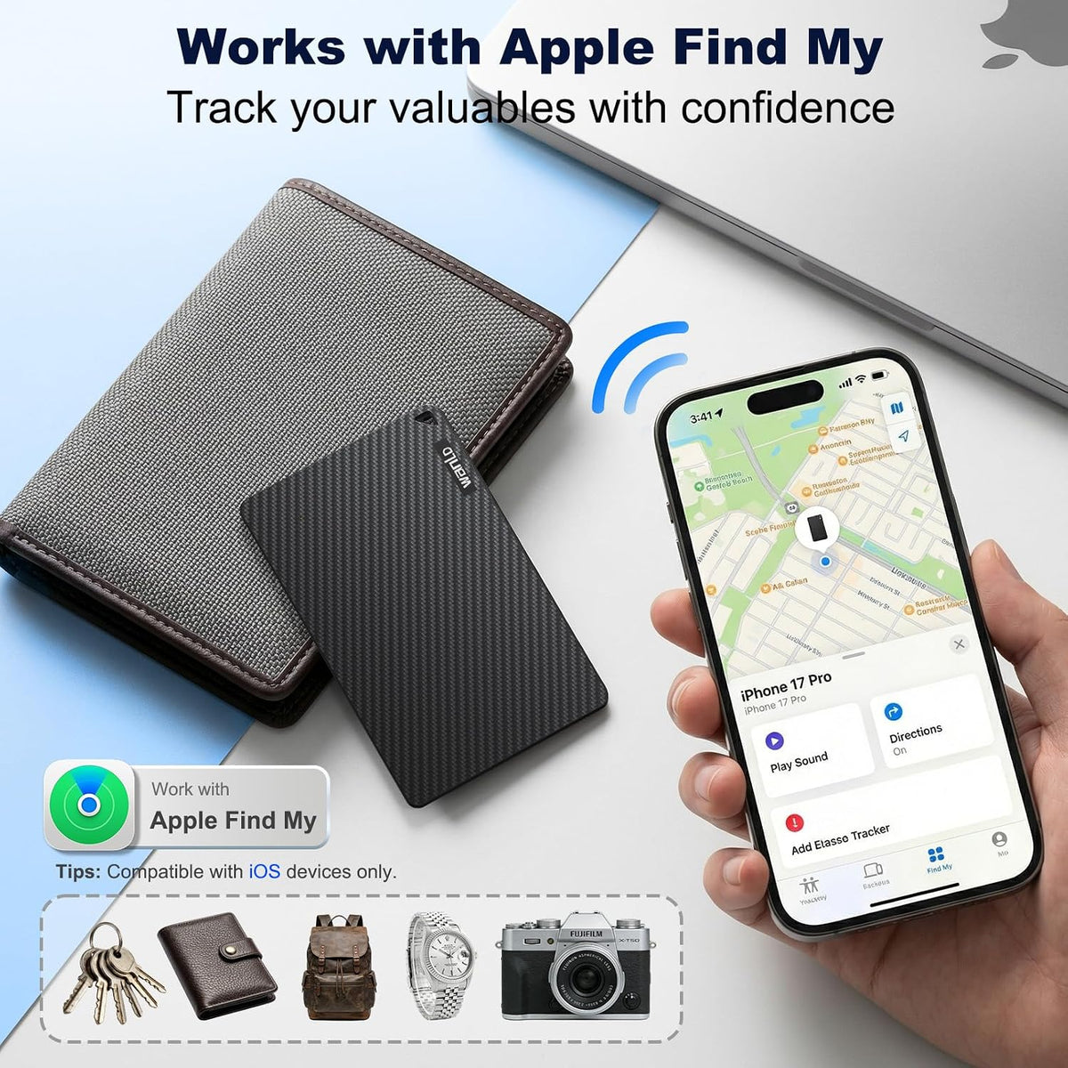 Wallet Tracker for Apple Find My, [Apple MFi Certified], iOS Only