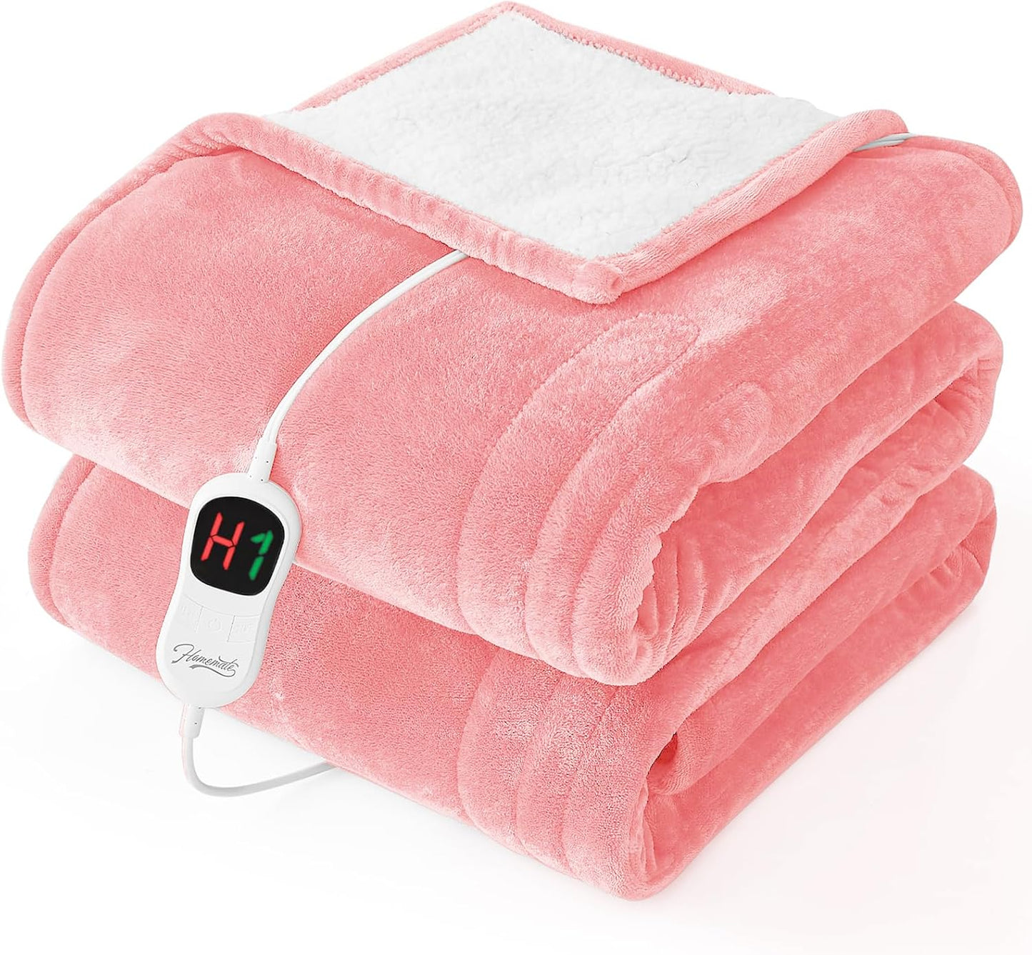 Homemate Electric Heated Blanket Twin - 62"x84" Heating Bed Blankets Throw with 10 Heating Levels 8 Hours Auto Off Fast Heating Over-Heated Protection Ultra Soft Warm Flannel ETL Certified Grey - Colors B