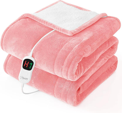 Homemate Electric Heated Blanket Twin - 62"x84" Heating Bed Blankets Throw with 10 Heating Levels 8 Hours Auto Off Fast Heating Over-Heated Protection Ultra Soft Warm Flannel ETL Certified Grey - Colors B