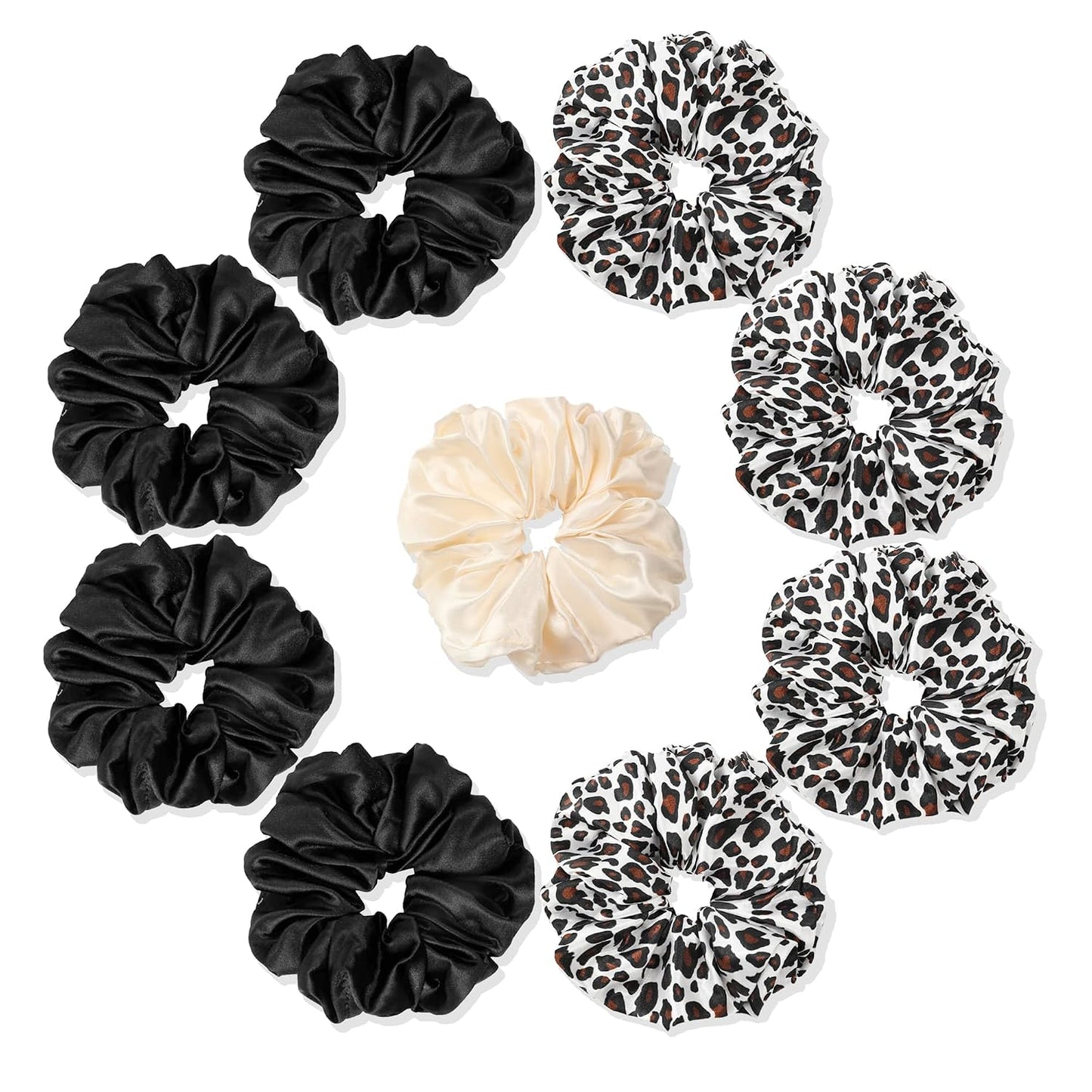 16 Pcs Scrunchies for Women - Black Satin Silk Scrunchies for Girls Hair Ties Elastics Bands Ponytail Holder Hair Accessories