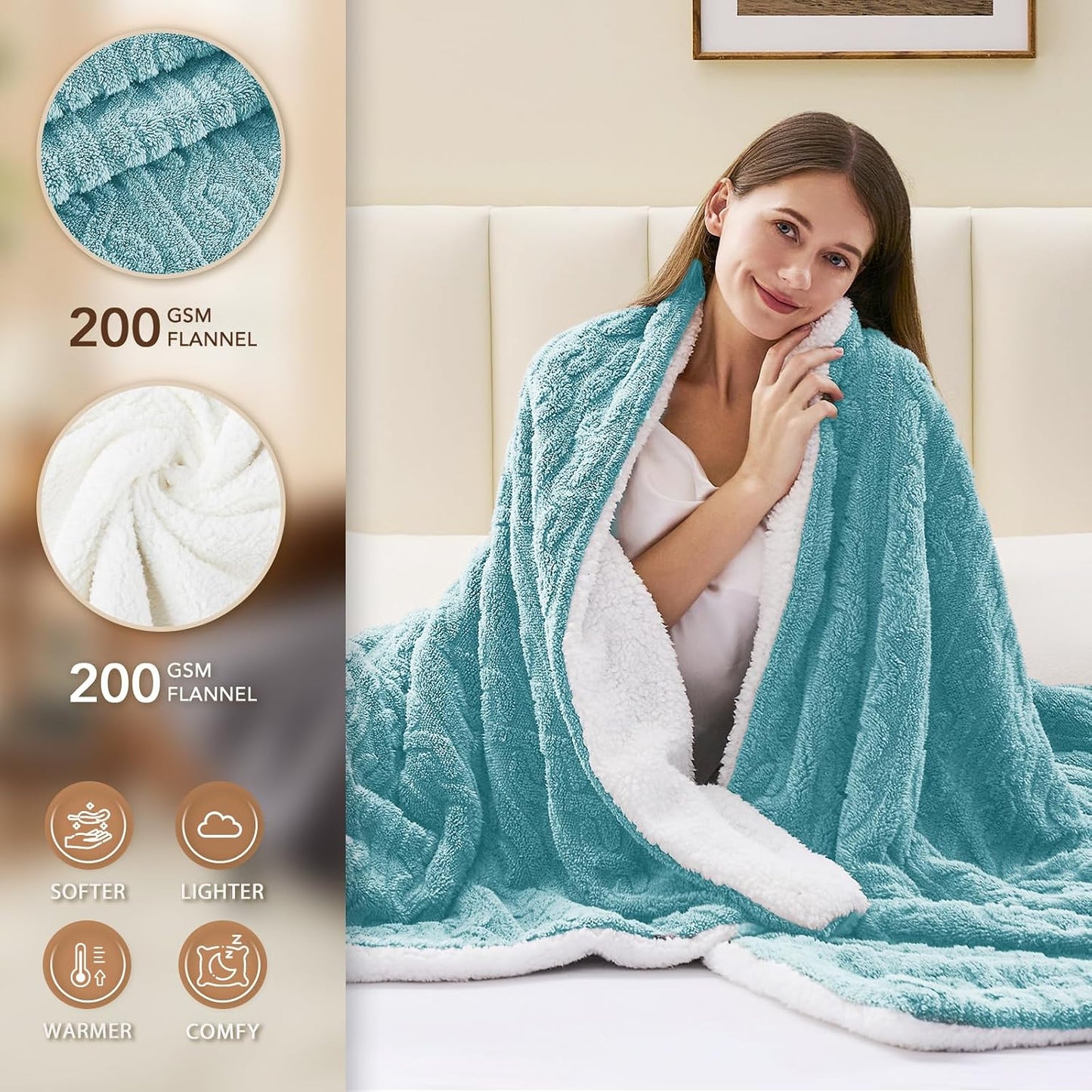 Homemate Electric Heated Blanket Twin - 62"x84" Heating Bed Blankets Throw with 10 Heating Levels 8 Hours Auto Off Fast Heating Over-Heated Protection Ultra Soft Warm Flannel ETL Certified Grey - Colors B