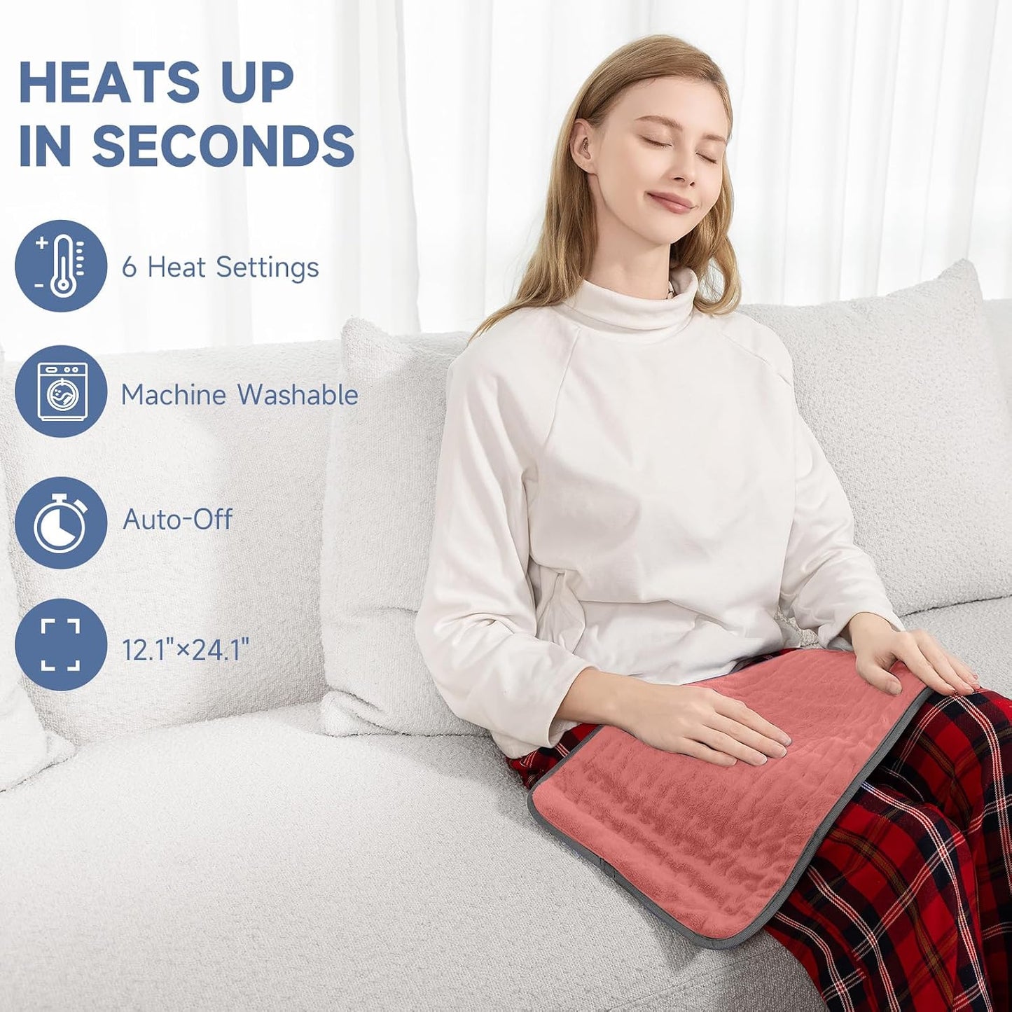 Heating Pad for Back, Neck, and Shoulder Pain Relief, Electric Heat Pad with 6 Heat Levels, Moist Heat Option, Auto Shut-Off, Birthday Christmas Gifts for Women Men Mom Dad Grandma, Gifts for her