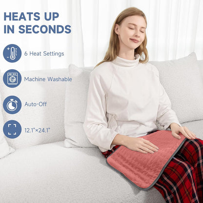 Heating Pad for Back, Neck, and Shoulder Pain Relief, Electric Heat Pad with 6 Heat Levels, Moist Heat Option, Auto Shut-Off, Birthday Christmas Gifts for Women Men Mom Dad Grandma, Gifts for her