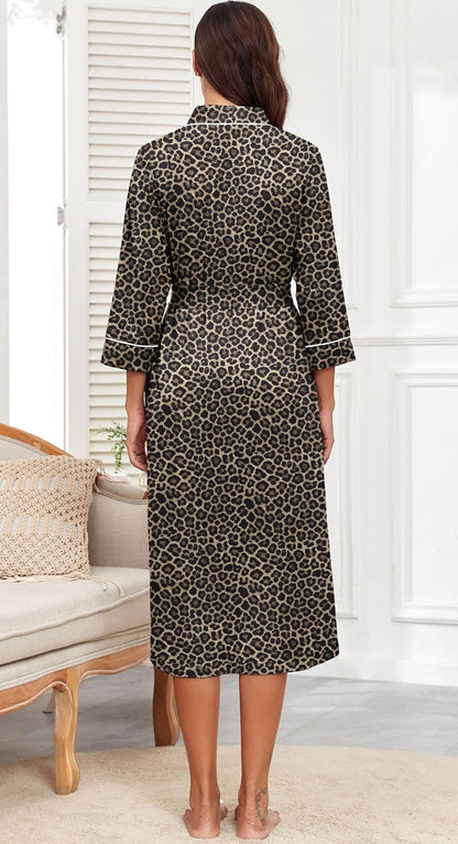 PrinStory Robes for Women 3/4 Sleeve Long Bath Robe XS-4XL