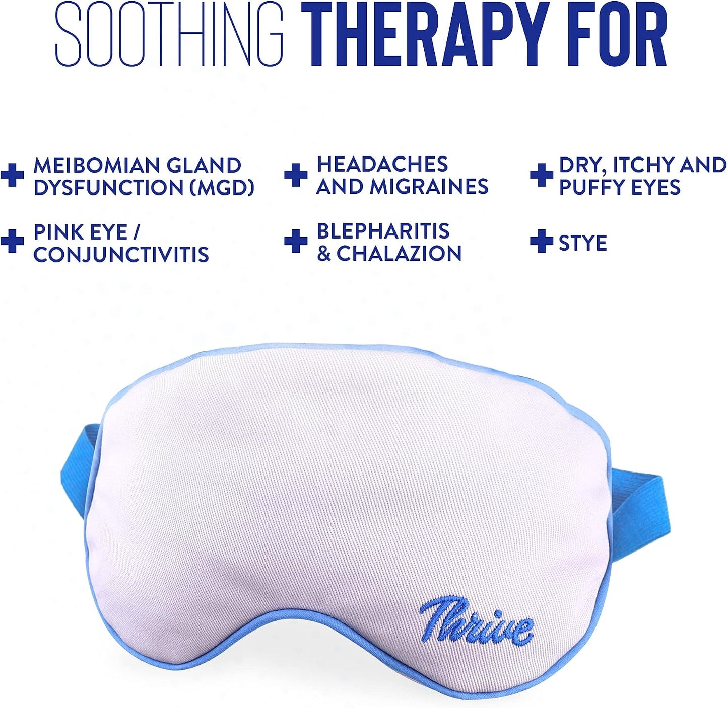 Thrive Clay Bead Eye Mask - Heated Eye Mask for Dryness Relief - Cold Compress for Puffiness - Stye Compress - Gray - with Washable Cotton Cover - Pack of 1