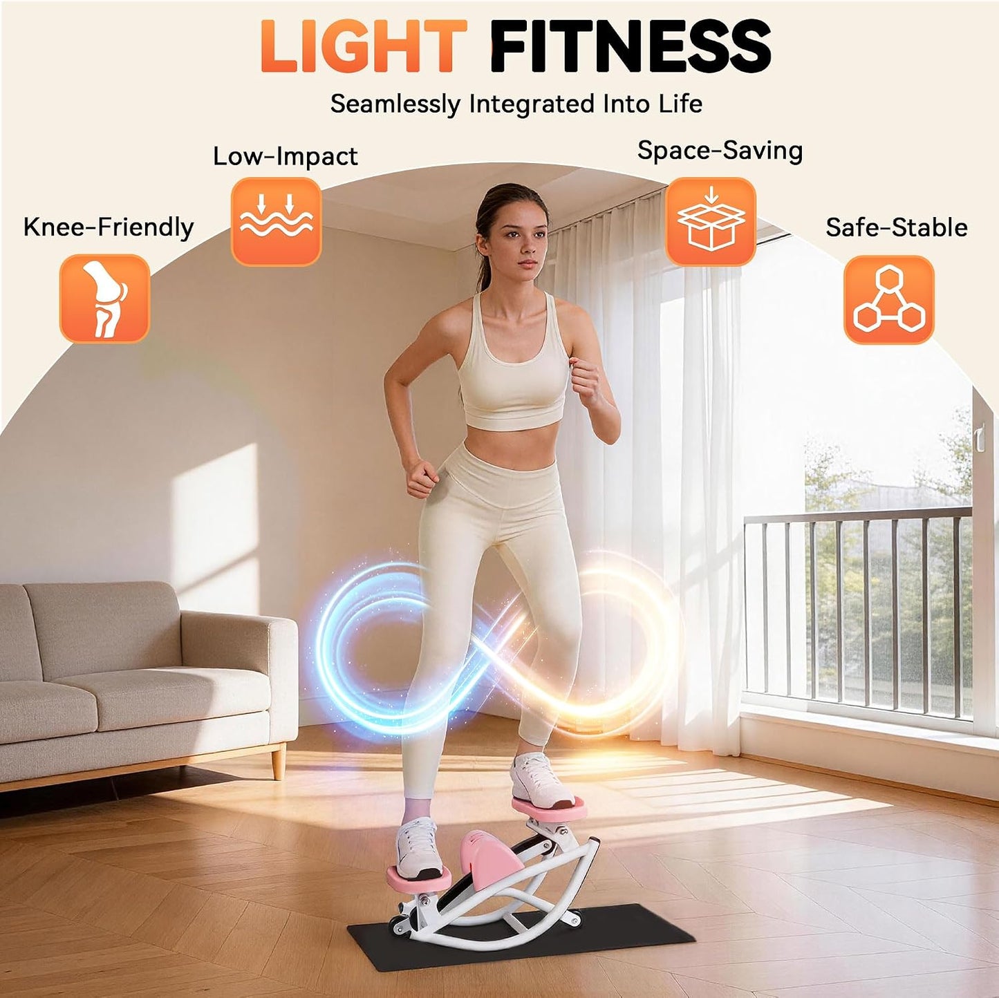 Rock Stepper - Steppers for Exercise at Home, Portable Stepper Side to Side with Digital Display & Resistance Bands, 330 LBS Capacity Full Body Workout Low-Impact Knee-Friendly 3D Stair Stepper